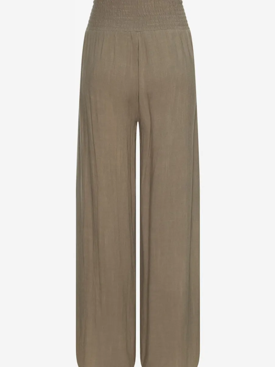 Pantalon structuré à ceinture smockée et poches latérales