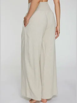 Pantalon structuré à ceinture smockée et poches latérales