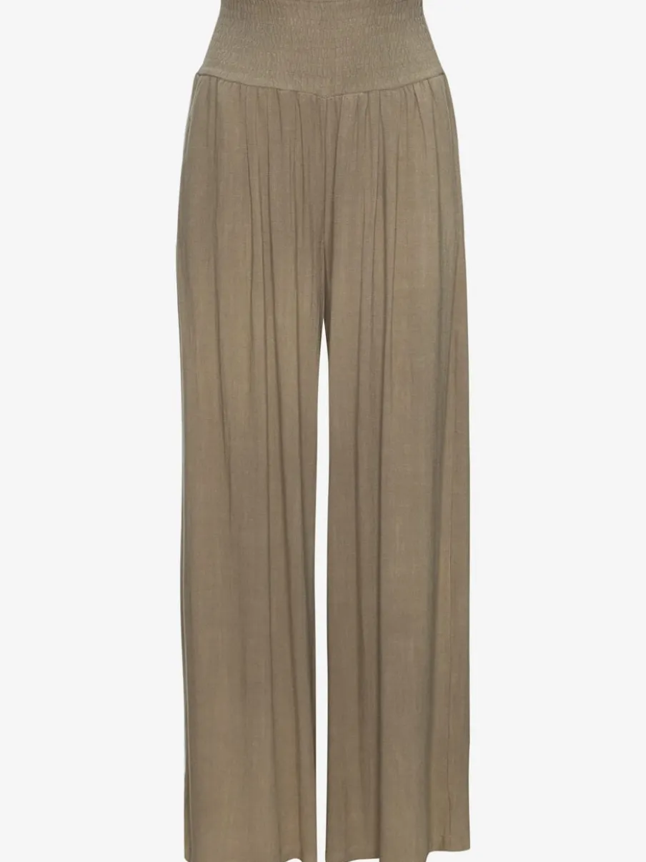 Pantalon structuré à ceinture smockée et poches latérales