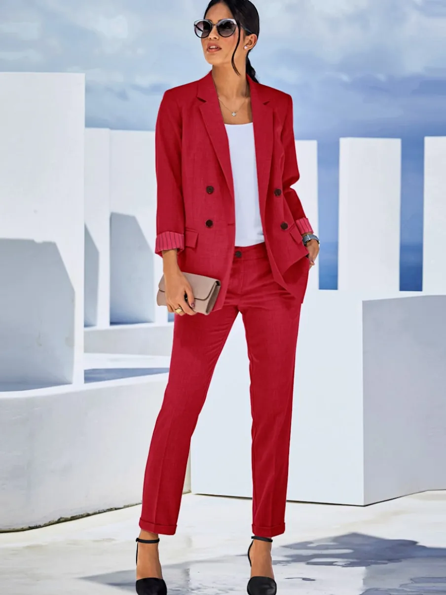 Pantalon structure indéformable avec ceinture élastique et poches