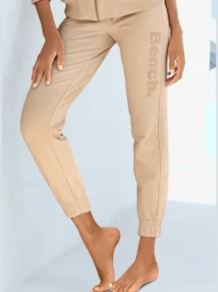 Pantalon sweat élastique doux avec poches à glissière et bords-côtes