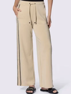 Pantalon sweat à rayures galon avec ceinture élastique et poches latérales
