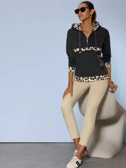 Pantalon taille haute à petits plis avec poches raglan
