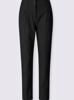 Pantalon taille haute à petits plis avec poches raglan