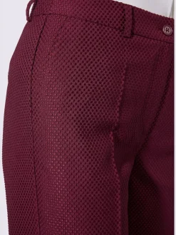 Pantalon tailleur ajusté en jacquard avec ceinture et poches latérales