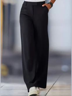 Pantalon tailleur à plis repassés avec ceinture élastique ajustable