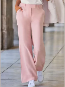 Pantalon tailleur à plis repassés avec ceinture élastique ajustable