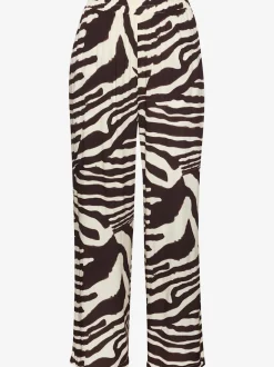 Pantalon tissé avec large ceinture élastique et poches latérales à imprimé animal
