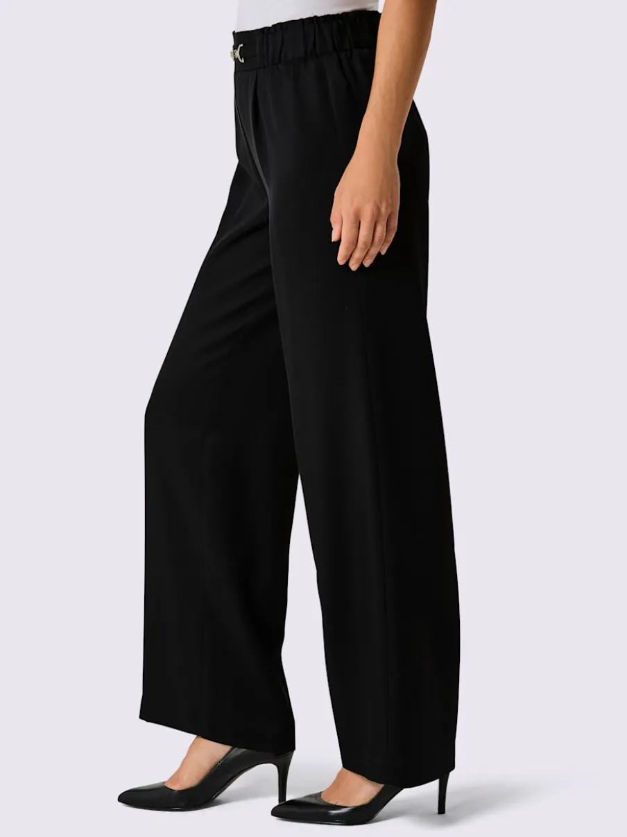 Pantalon tissé en mélange lin-lyocell à ceinture élastique