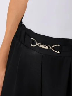 Pantalon tissé en mélange lin-lyocell à ceinture élastique