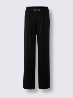 Pantalon tissé en mélange lin-lyocell à ceinture élastique
