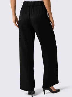 Pantalon tissé en mélange lin-lyocell à ceinture élastique