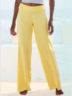 Pantalon tricot jambes larges avec ceinture élastique confortable