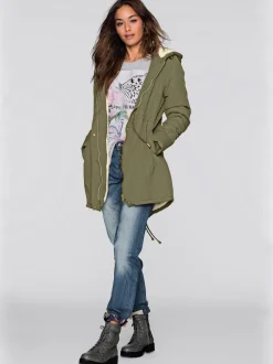 Parka avec doublure peluchée et poches bouton-pression