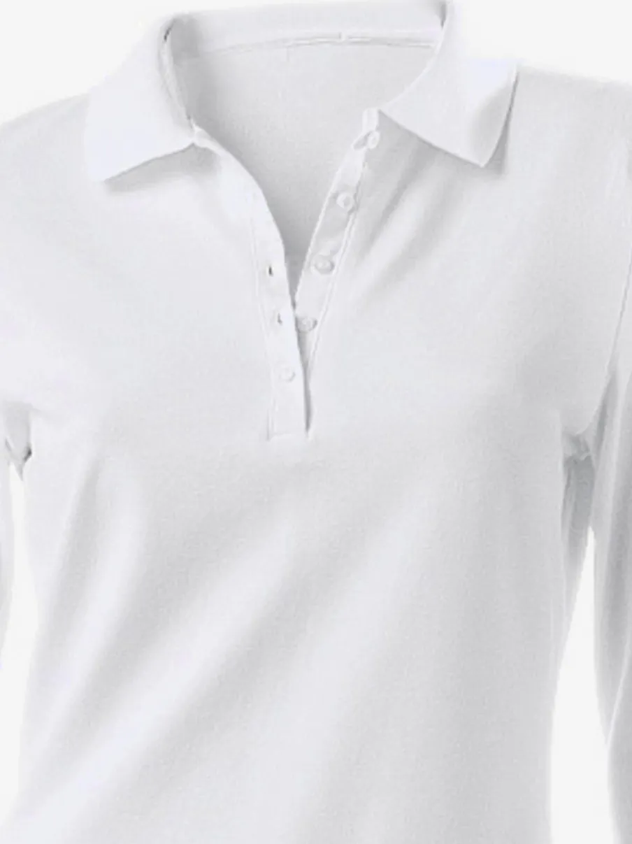 Polo classique à manches longues avec col henley et coupe cintrée