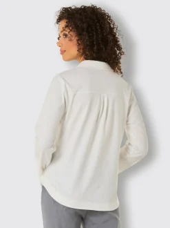 Polo col chemise manches trois quarts en coton doux