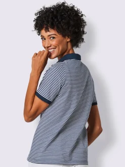 Polo à col classique avec rayures et boutons-pression