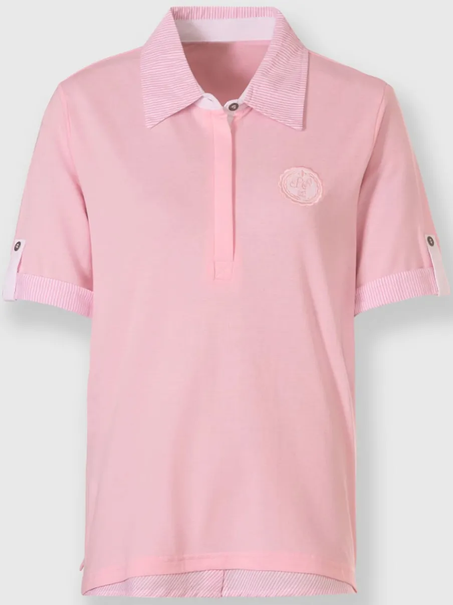 Polo à col tissé avec manches courtes et détails décoratifs
