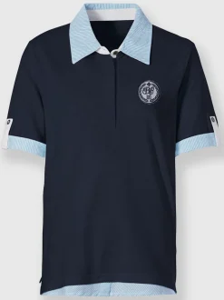 Polo à col tissé avec manches courtes et détails décoratifs