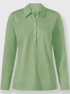 Polo en coton doux à patte de boutonnage manches longues