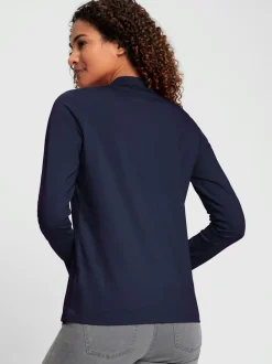 Polo en coton doux à patte de boutonnage manches longues