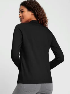 Polo en coton doux à patte de boutonnage manches longues