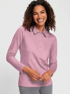 Polo en coton doux à patte de boutonnage manches longues