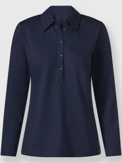 Polo en coton doux à patte de boutonnage manches longues