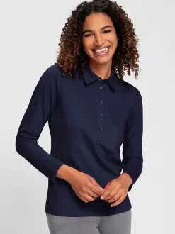 Polo en coton doux à patte de boutonnage manches longues