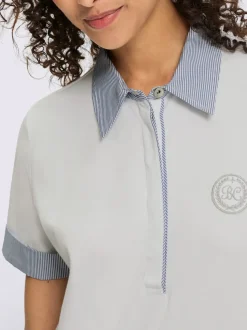 Polo en piqué léger avec col polo et empiècements rayés