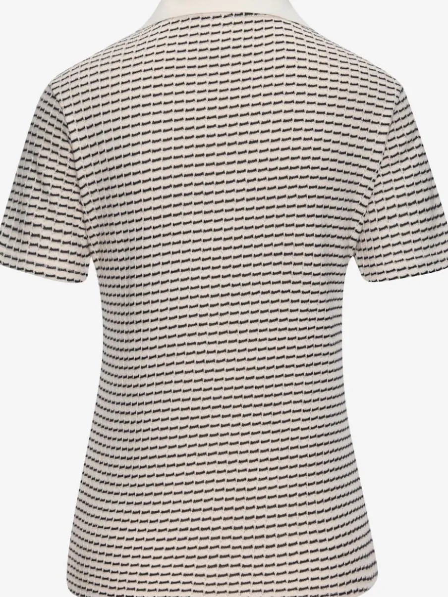 Polo en tricot à col V et manches courtes avec joli motif bicolore