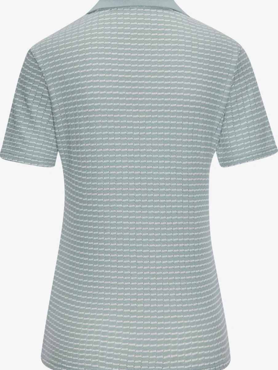 Polo en tricot à col V et manches courtes avec joli motif bicolore