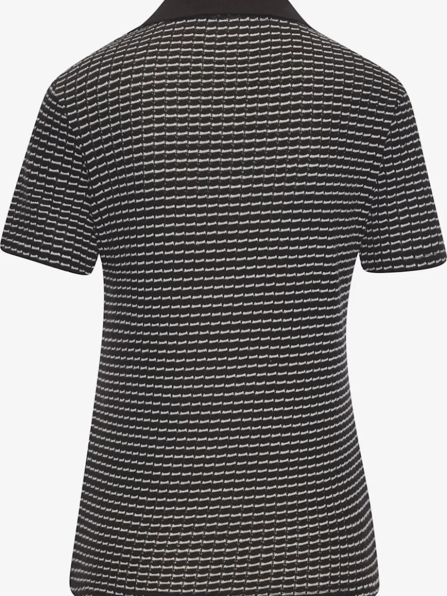 Polo en tricot à col V et manches courtes avec joli motif bicolore