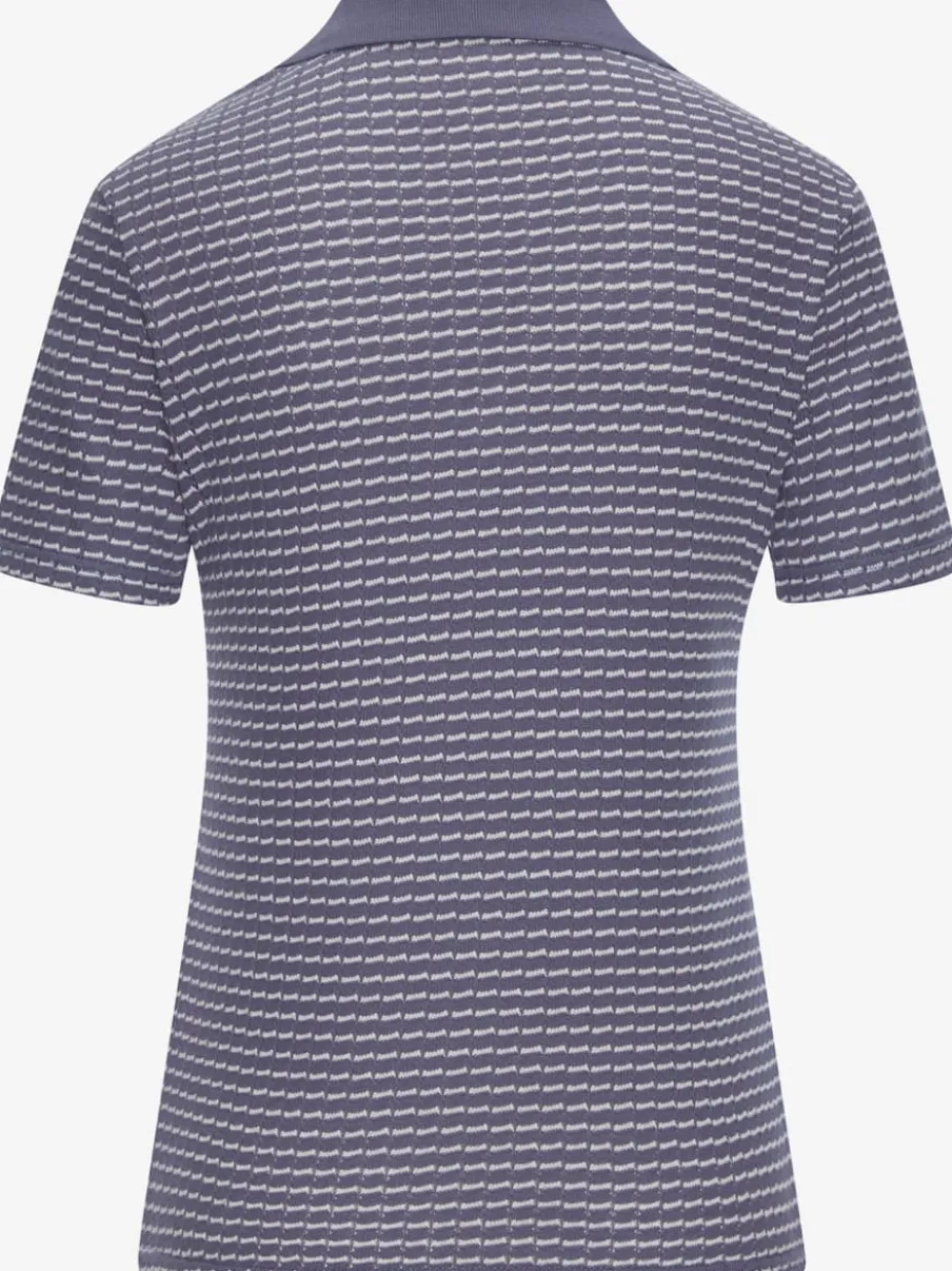 Polo en tricot à col V et manches courtes avec joli motif bicolore