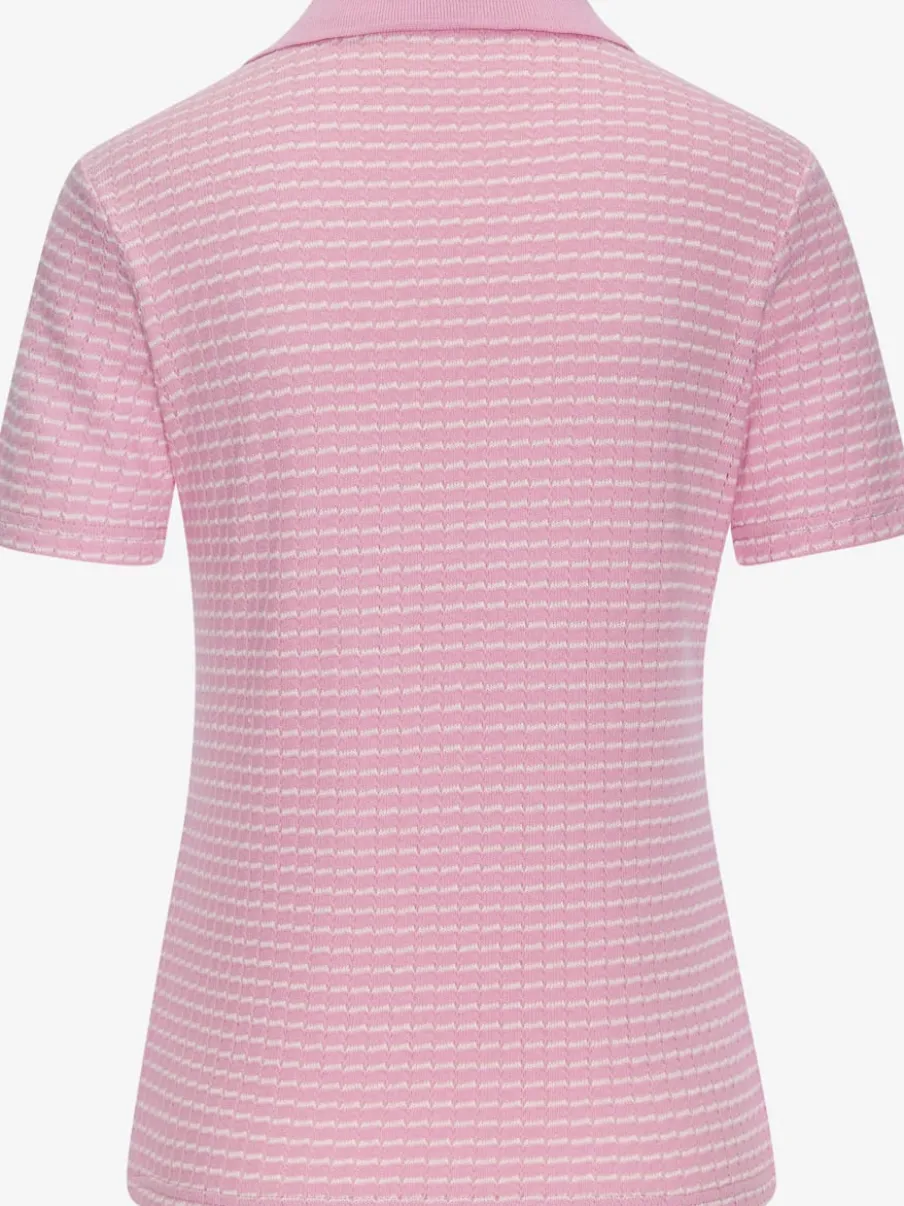 Polo en tricot à col V et manches courtes avec joli motif bicolore