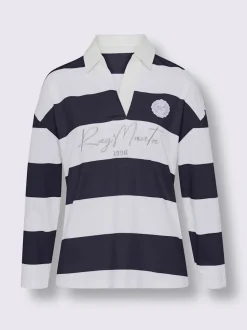Polo à manches longues à rayures avec inscription brodée