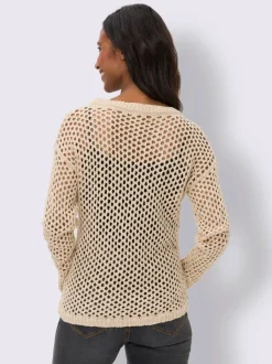 Pull ajouré en coton avec motif étoile et manches longues