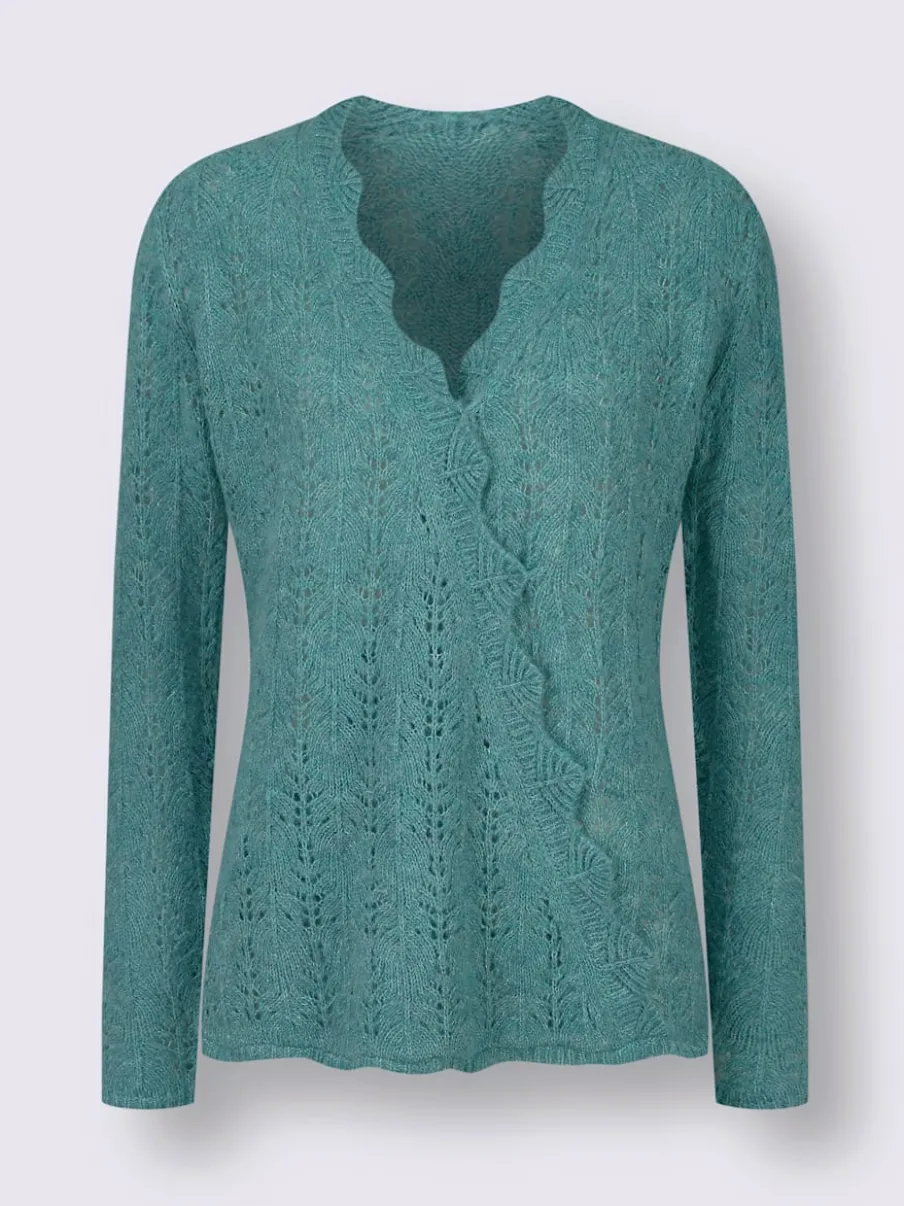 Pull ajouré en mélange de laine à col V