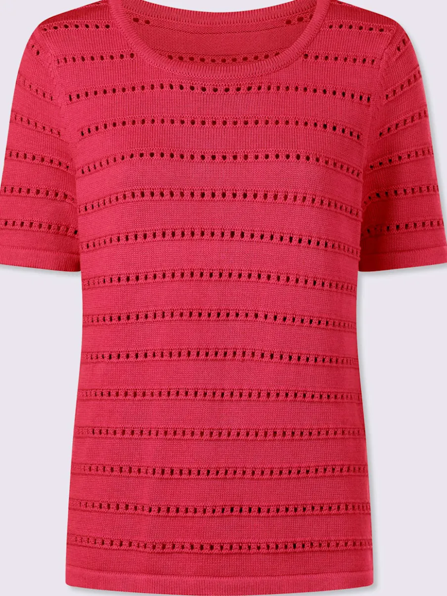 Pull ajouré léger à encolure ronde et manches courtes