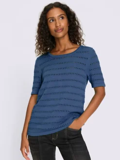 Pull ajouré léger à encolure ronde et manches courtes