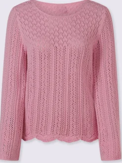 Pull ajouré léger à encolure ronde manches longues trompette