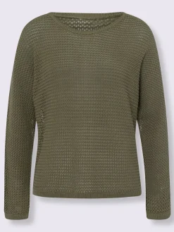 Pull ajouré léger en coton avec manches chauve-souris