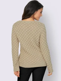 Pull ajouré motif ajouré col rond et manches longues