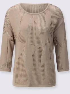 Pull ajouré trois quarts en viscose et coton doux