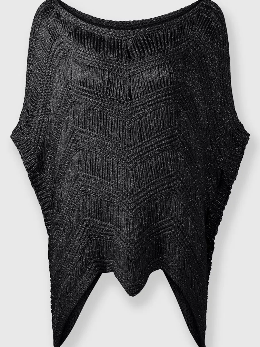 Pull ample au motif tricoté encolure U manches courtes