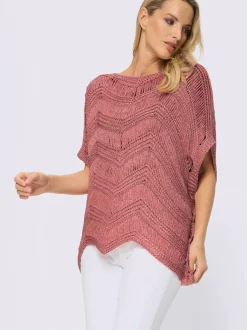 Pull ample au motif tricoté encolure U manches courtes