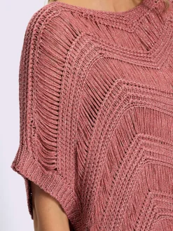 Pull ample au motif tricoté encolure U manches courtes