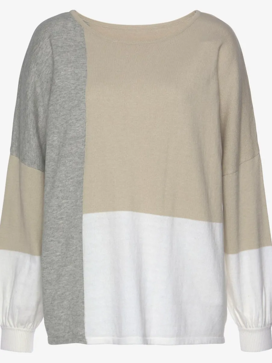 Pull ample col rond avec motifs graphiques en coton