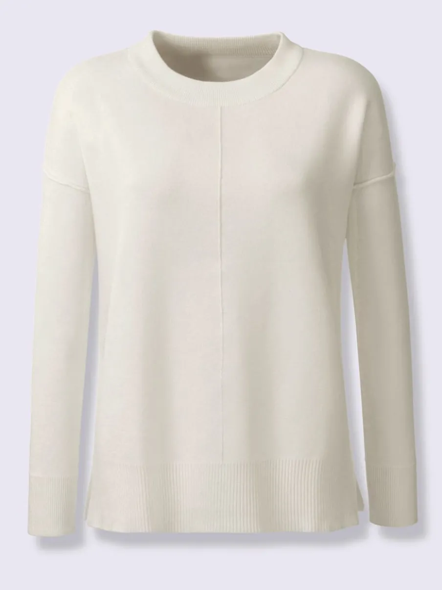 Pull ample encolure ronde avec mancherons et fentes latérales
