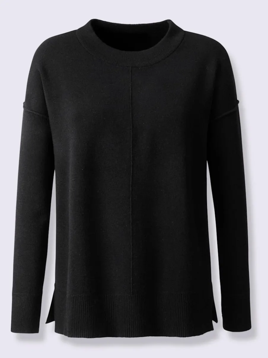 Pull ample encolure ronde avec mancherons et fentes latérales